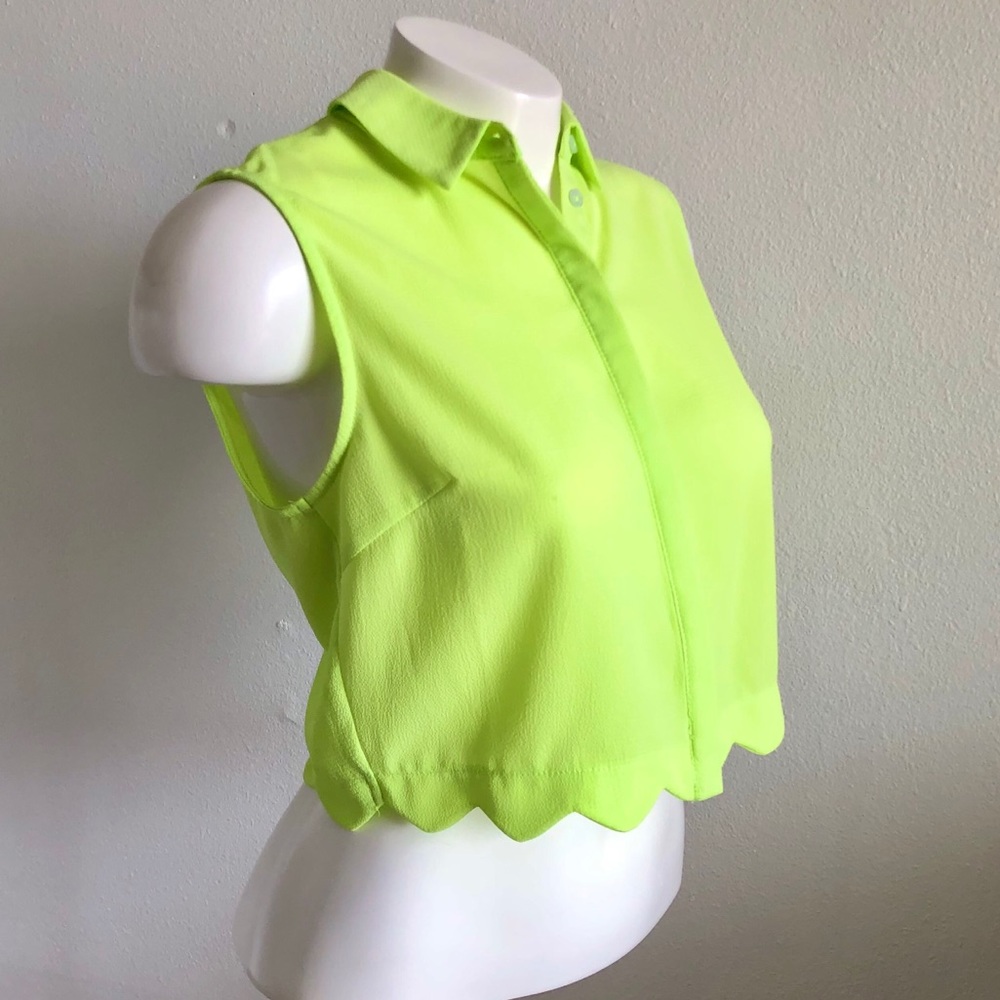 Lush Neon Green Scalloped Crop Top - Picture 10 of 14